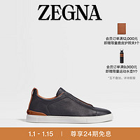 ZEGNA 杰尼亚男鞋黑色鹿皮TripleStitch™奢华休闲鞋 黑色 42 (8)