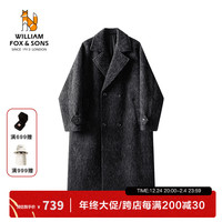William fox&sons克雷格色系长绒绵羊毛呢经典英伦复古双排扣中长款毛呢大衣外套男