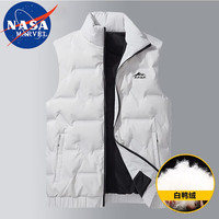 NASA MARVEL羽绒马甲男冬季马夹外套短款无袖羽绒服背心保暖 白色 2XL  2XL（145-160斤）