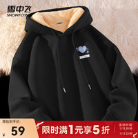 雪中飞 SNOWFLYING2024年时尚简约日常百搭休闲舒适保暖抗寒女羊驼绒连卫 黑色|8056-4116F 170/92A