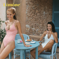 Limone2024连体泳衣女深V领露背吊带性感显瘦温泉度假游泳装