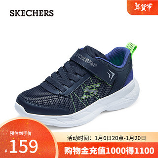 SKECHERS 斯凯奇 魔术贴运动鞋轻质网布休闲鞋403792L 海军蓝色/蓝色/NVBL 34码