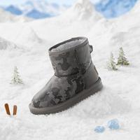 加厚加绒童鞋儿童雪地靴男童女童短靴冬季靴时尚图案潮户外休闲