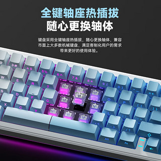 WEIKAV 维咖 WK68 66键 三模机械键盘 白色 茶轴 RGB