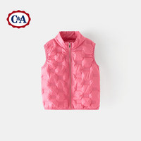 C&A儿童羽绒马甲冬款男女童纯色休闲马甲外穿鸭绒马甲中大童 粉色 110