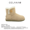 ozlana冬季防水长筒纽扣雪地靴经典款皮毛一体保暖真皮女靴子 纽扣-沙色 37 (235mm)