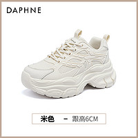 88VIP：DAPHNE 达芙妮 厚底老爹鞋女款2025春季新款休闲百搭小白鞋透气网面运动鞋