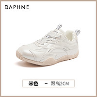 DAPHNE 达芙妮 芭蕾德训鞋女秋冬2025新款百搭珍珠小白鞋厚底休闲运动鞋子