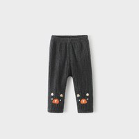 巴厘小猪女宝宝打底裤加绒秋冬款儿童保暖裤长裤婴儿外穿单裤女童加厚裤子 深花灰 120 cm