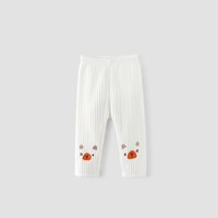 巴厘小猪女宝宝打底裤加绒秋冬款儿童保暖裤长裤婴儿外穿单裤女童加厚裤子 米白 120 cm