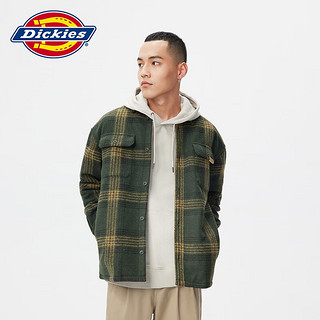 dickiesDickies 长袖衬衫 休闲版型厚格纹长袖衬衫 宽松上衣10971 深绿色格纹 XS