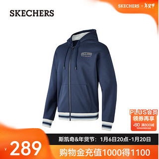 斯凯奇（Skechers）男女运动茄克外套连帽拉链蓄热保暖P424U029 藏青色/002Z XS