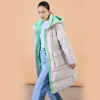 雪中飞 SNOWFLYING秋冬秋冬女士长款撞色连帽休闲百搭时尚羽绒服外套潮