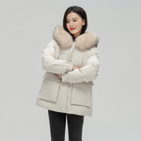 雪中飞 SNOWFLYING女士短款羽绒服貉子毛大毛领加厚小个子显高暖