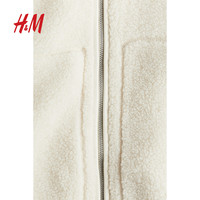 HM女装短外套冬立领泰迪绒宽松圣诞保暖仿羊羔绒开衫1226826