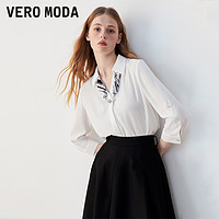 VERO MODA 衬衫24秋季新款优雅通勤V领七分袖衬衫上衣324331041