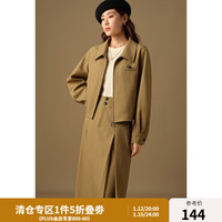 独束大码女装简约时髦套装2024冬季个性夹克外套半身裙两件套 驼色外套 XL (尺码：3)