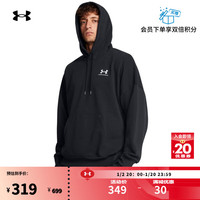 安德玛（UNDERARMOUR）秋冬Rival男子宽松高克重棉织运动休闲连帽卫衣1388020 黑色001 M