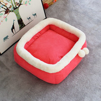贝尼宠 猫窝狗窝保暖冬季秋天宠物猫咪毯垫子狗垫子宠物窝睡袋 66*66*20大号L 猫狗窝红适28斤