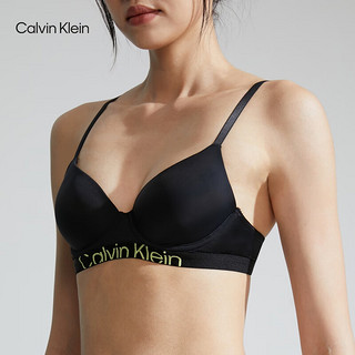 Calvin Klein内衣女士简约撞色提花舒适ck薄衬垫性感3/4罩杯文胸QF7490AD UB1-太空黑 36/80B