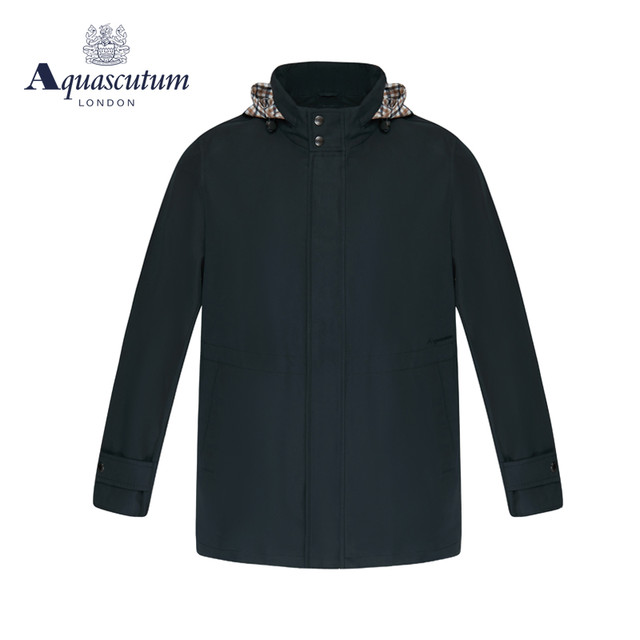 雅格狮丹 Aquascutum 加厚保暖休闲连帽男上衣外套风衣Q4851EI011