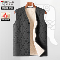 TUCANO啄木鸟2024冬季男士加绒加厚马甲中老年爸爸装外套保暖背心C MJ01-灰色 3XL