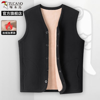 TUCANO啄木鸟2024冬季男士加绒加厚马甲中老年爸爸装外套保暖背心C MJ09-黑色 2XL