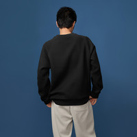 黑鲸HLAJEANS潮牌宽松字母圆领卫衣男珠地卫衣 黑色10 170/88A