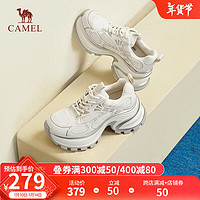 骆驼（CAMEL）厚底银色老爹鞋2025春季时尚休闲鞋女炫酷增高运动鞋 L25S283005 米色 37