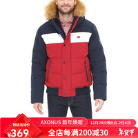 Tommy Hilfiger棉服 可拆毛领保暖防风夹克秋冬 新款男士休闲拼色拉链 时尚简约 (尺码偏大,适合胸围89-94cm)