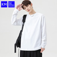 KIO METERS长袖t恤男2025春季美式纯棉束口圆领内搭打底衫男士