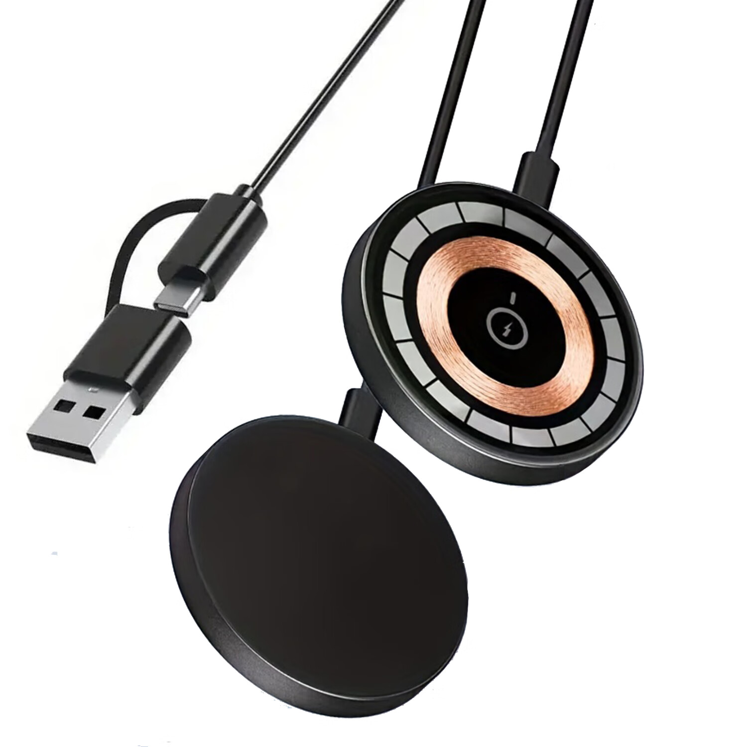  MAXBASE/迈柯倍思 磁吸快充 无线充电器 Type-C/USB双插口  Type-C+USB-A口 黑色 单头 15W