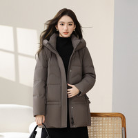 雪中飞 SNOWFLYING2024冬女士中长款羽绒服连帽保暖纯色简约显瘦洋气
