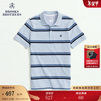 Brooks Brothers BrooksBrothers）男士春夏Supima棉条纹短袖Polo衫 B465-蓝色条纹 L