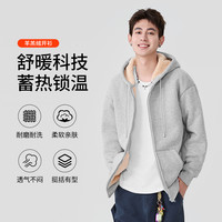 班尼路美式重磅加绒外套男秋冬季加厚羊羔绒开衫卫衣青少年夹克A