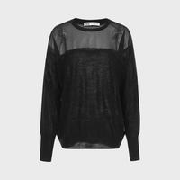 女式纯色网面修身显瘦轻透针织毛衣