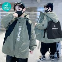 印象童年 男童冬装外套2023新款中大童夹棉风衣男孩秋冬韩版外套潮