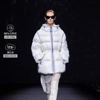 【90鸭绒|收腰抽绳】2024冬季保暖撞色连帽羽绒服女