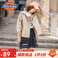 dickies字母印花连帽夹克女式多袋燕尾薄外套 短外套女 DK008106 米色 S
