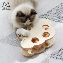 喵仙儿 打地鼠猫玩具 逗猫用品 实木三孔打地鼠(玩偶)28*21CM