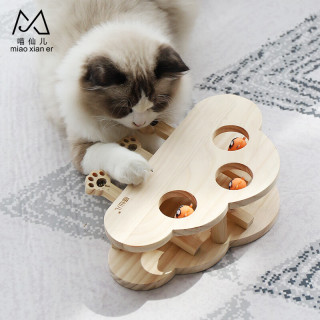 喵仙儿 打地鼠猫玩具 逗猫用品 实木三孔打地鼠(玩偶)28*21CM
