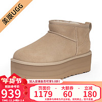 UGG  美版秋冬女款保暖加厚底迷你短筒雪地靴   1135092 SAN-沙色 39