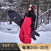 AWKA 单板滑雪背带裤女款男防水防风保暖连体雪地专业滑雪服裤子3L 洋红 L