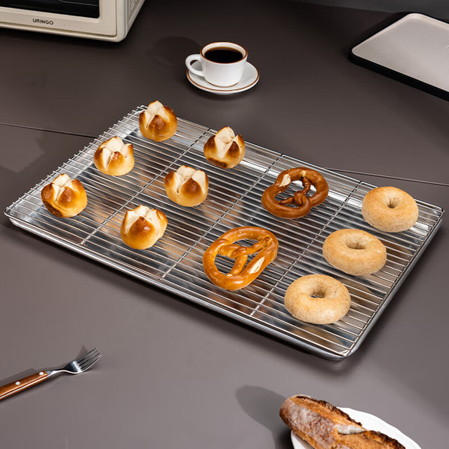束语 SOKUNI 碳钢黑色冷却架 烘焙工具 40x25cm 带脚大号