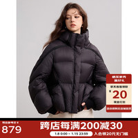 BAIC HOUE/百家好蓬松连帽羽绒服女2024冬季摩登短款加厚外套