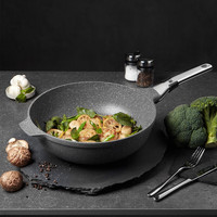 WMF 福腾宝 德国福腾宝 麦饭石色持久不沾天燃气电磁炉通用怀石不粘炒锅30cm