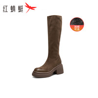 红蜻蜓 RED DRAGONFLY长筒靴子秋冬季弹力瘦瘦靴女鞋厚底粗跟高筒靴复古女靴