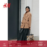 H&M女装2024秋季新款梭织双排扣海军大衣1246600