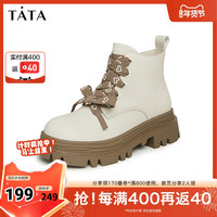 Tata他她英伦风厚底马丁靴女奥莱短筒靴高帮鞋冬季WE901DD3