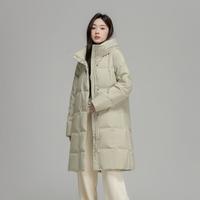 雪中飞 SNOWFLYING时尚百搭直筒廓形中长款简约女式保暖羽绒服秋冬款女士外套